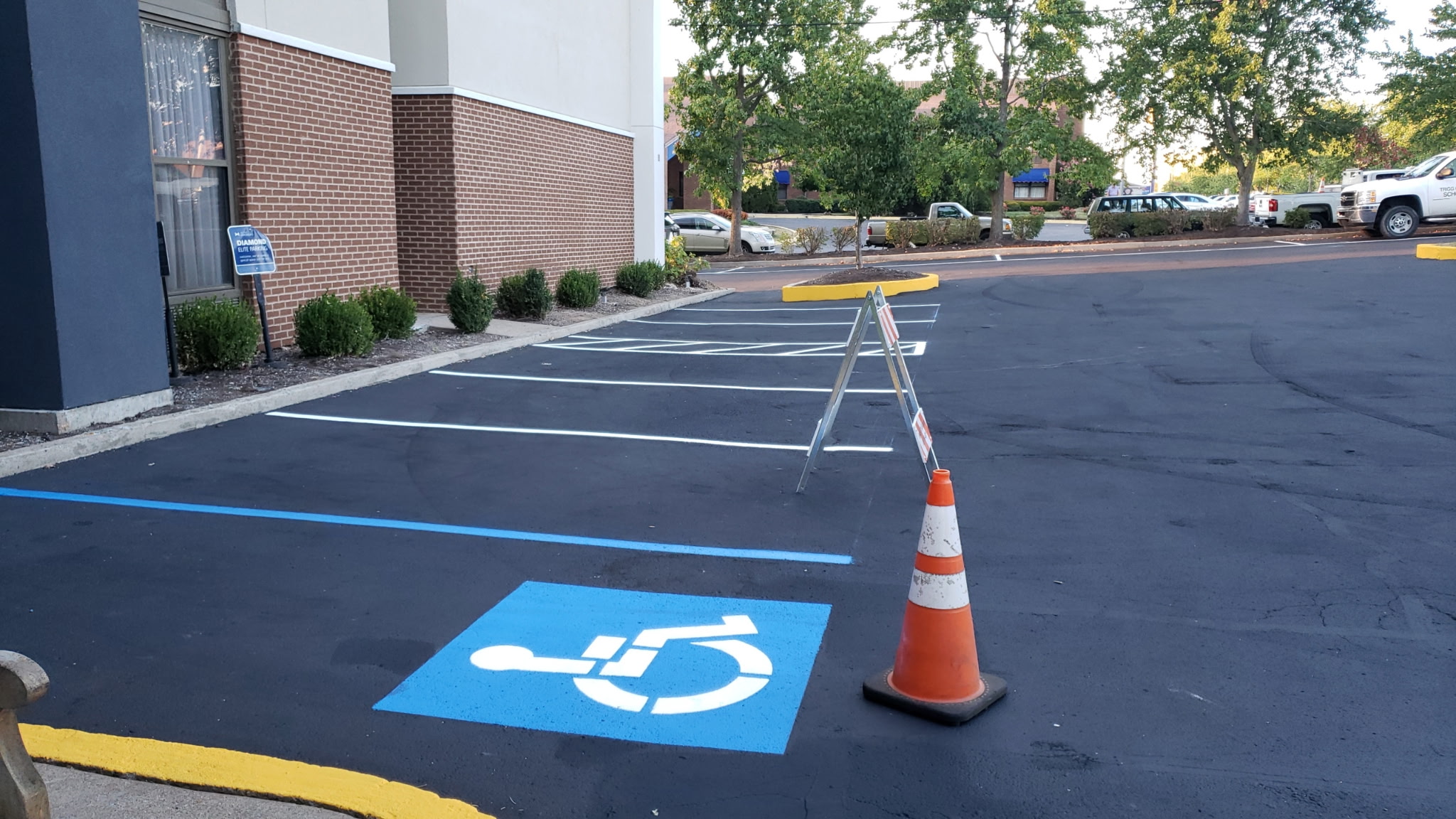 Commercial parking lot striping and handicap marking
